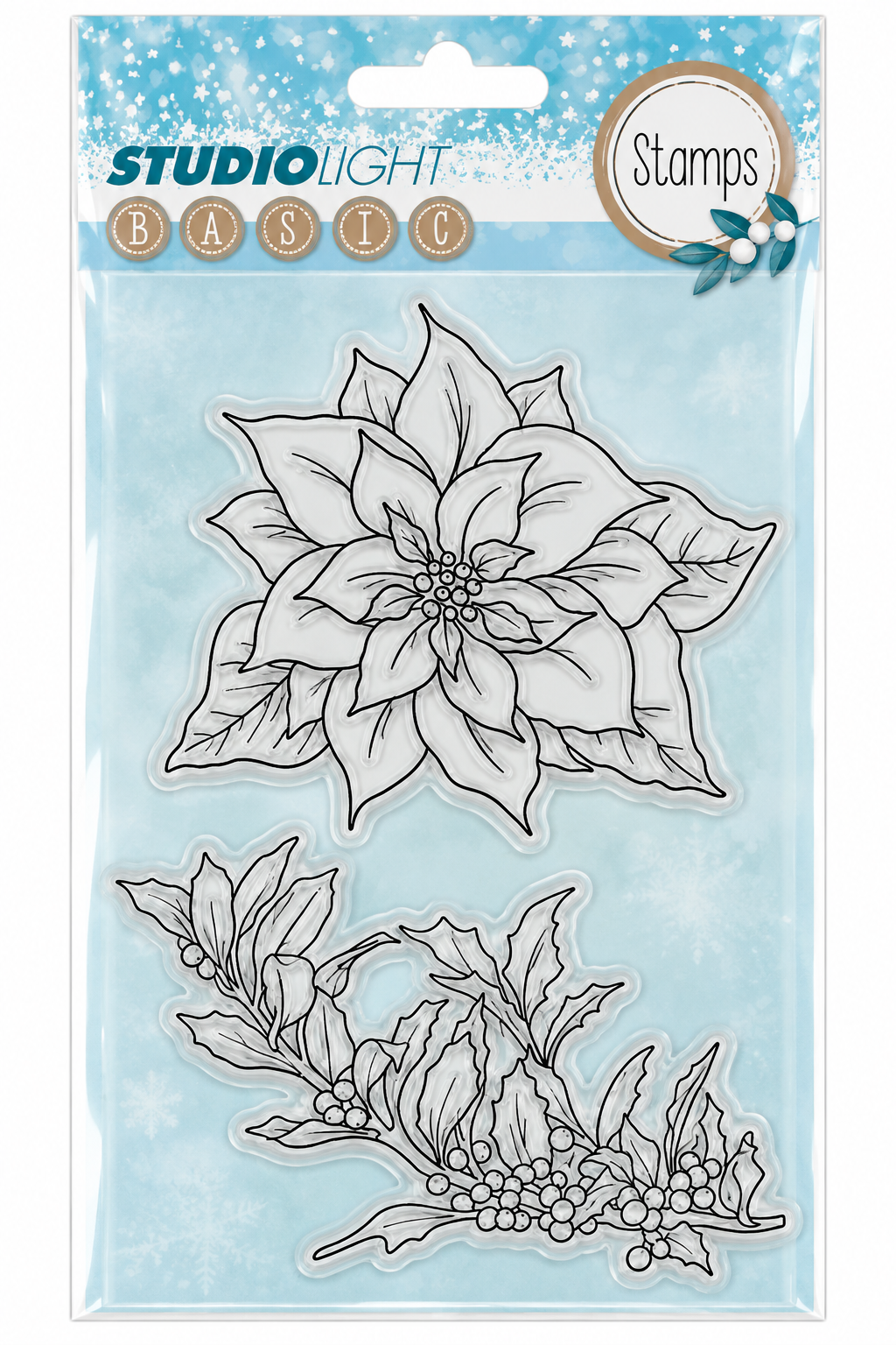 Studio Light Basic Poinsettia & Holly Christmas Stamp Set