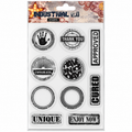 Studio Light Industrial 2.0 Grunge Sentiments & Badge Stamp Set