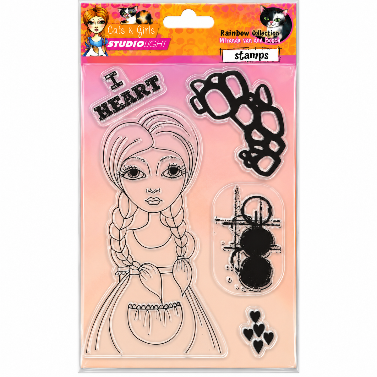 Studio Light Cats & Girls Rainbow Collection Braided Girl Stamp Set