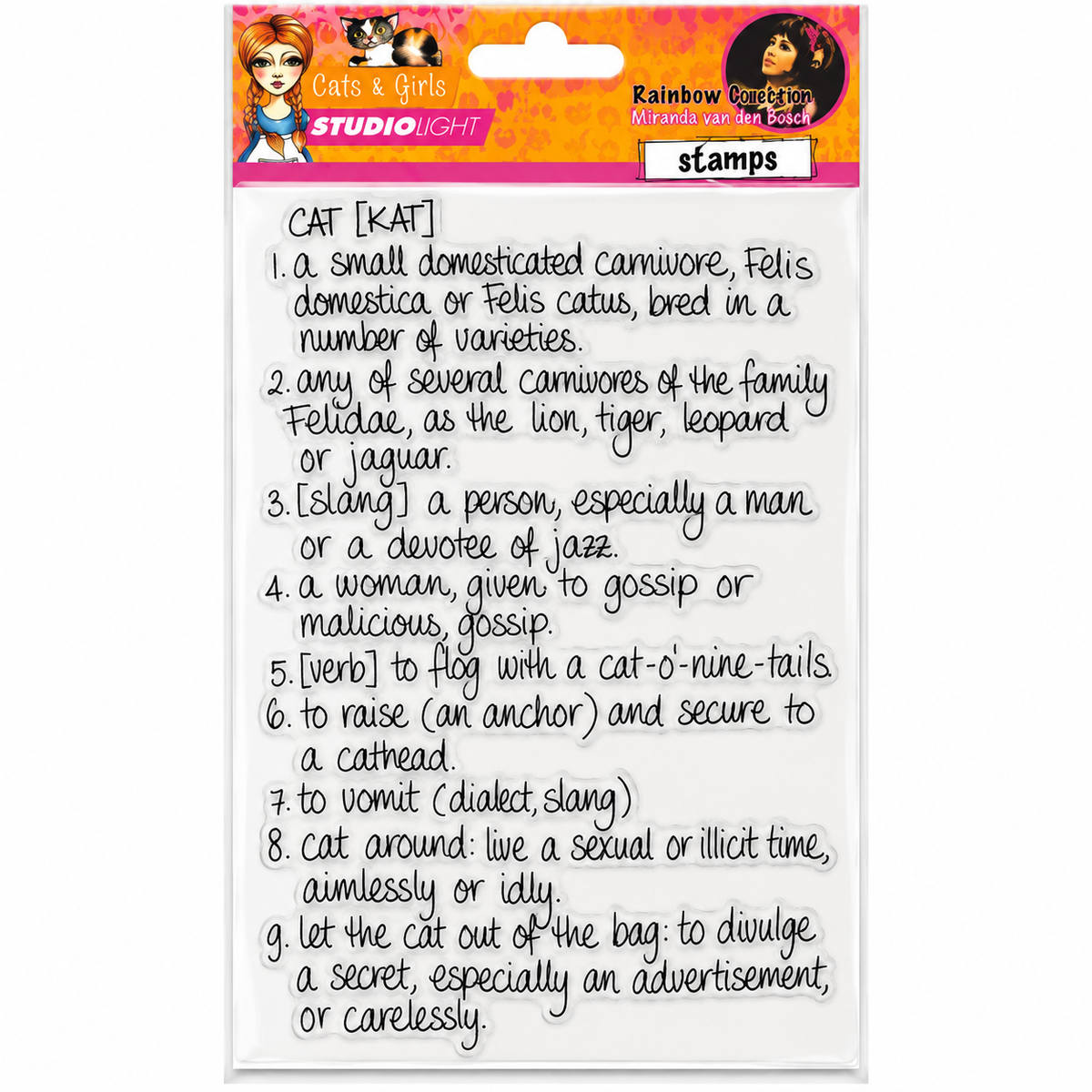 Studio Light Cats & Girls Rainbow Collection Cat Definition Background Stamp