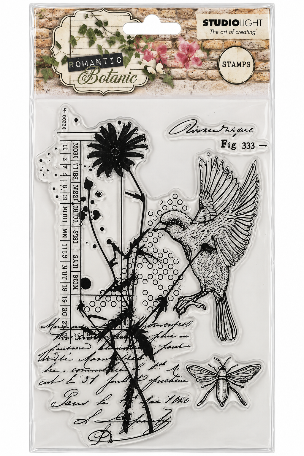 Studio Light Romantic Botanic Bird & Floral Collage Stamp Set