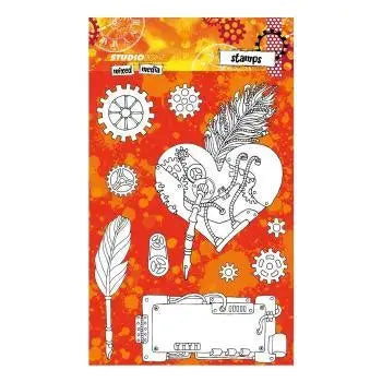 Studio Light Mixed Media Steampunk Heart Stamp Set