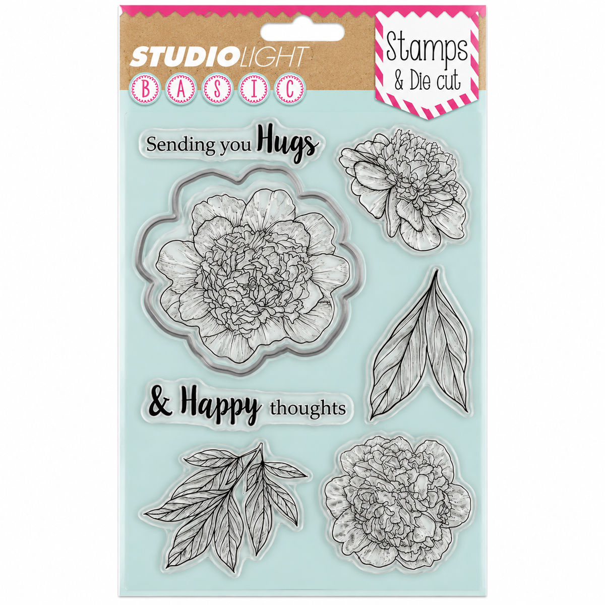 Peony Flowers & Hugs Stamp & Die Set