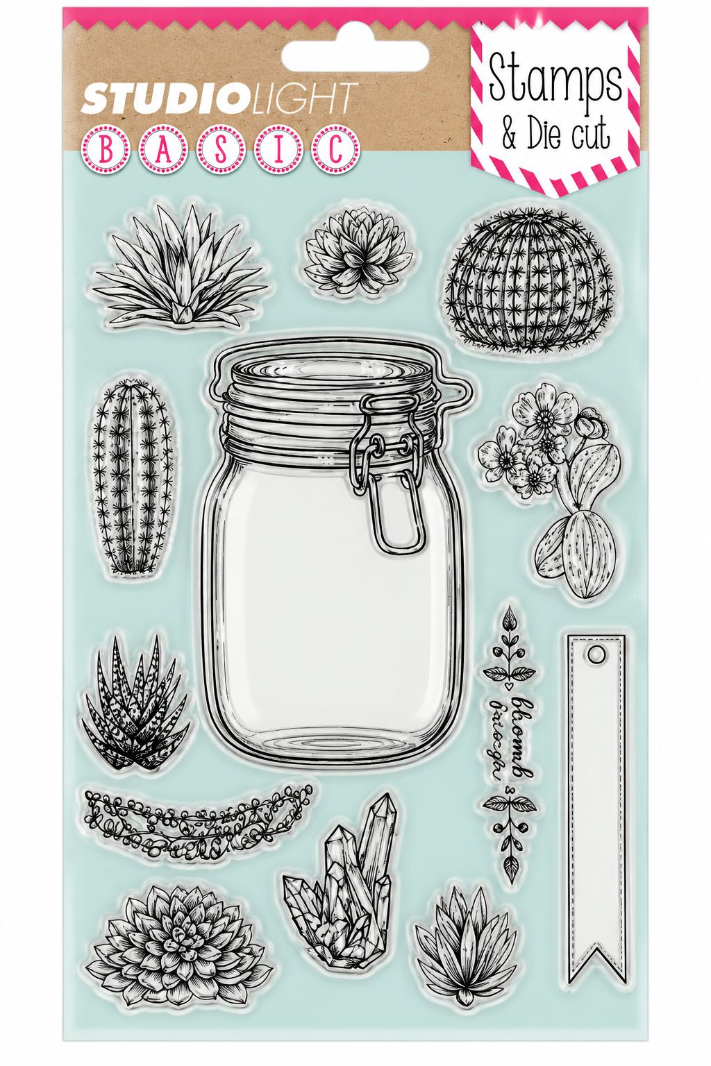 Succulents, Cacti & Jar Stamp & Die Set