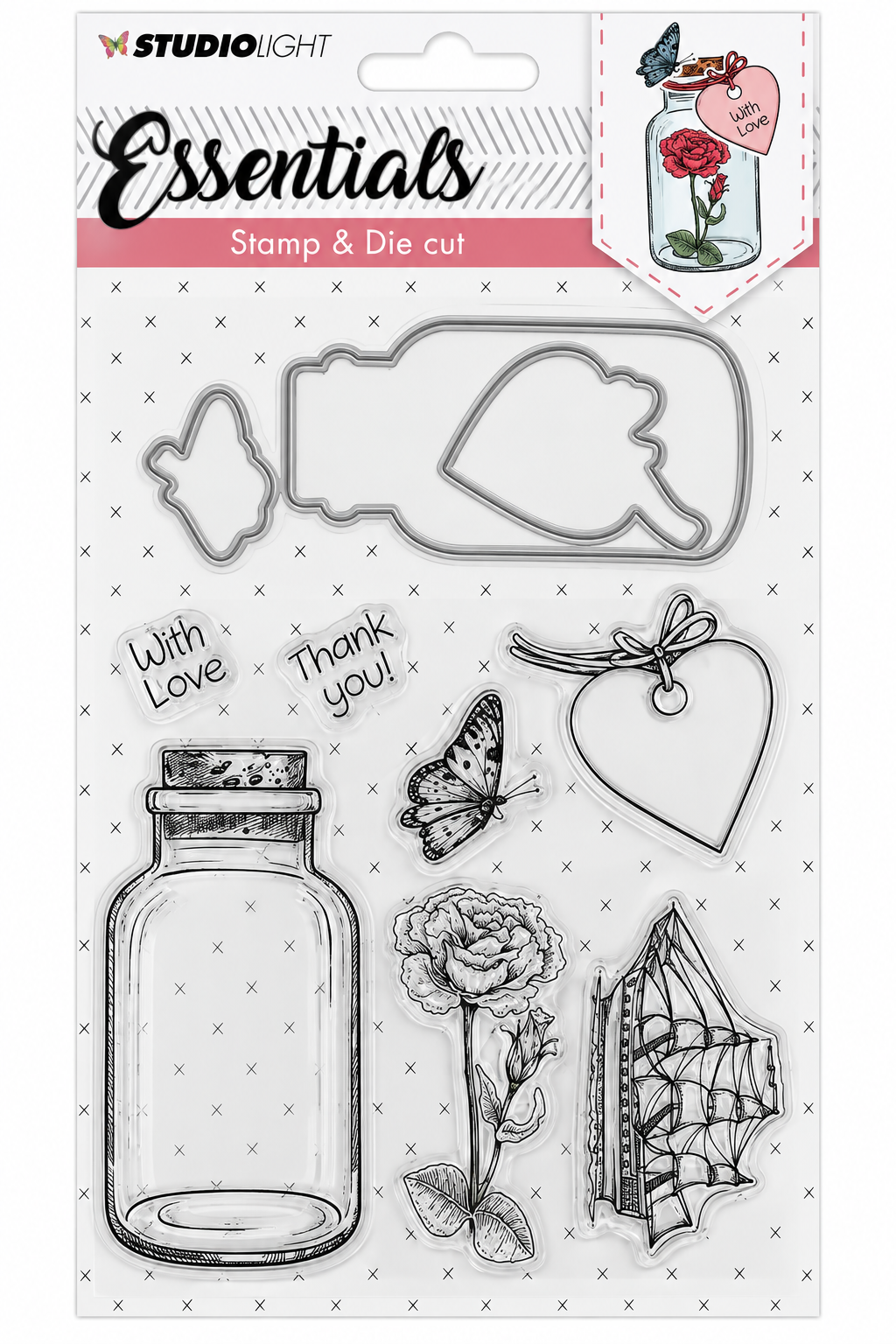 Vintage Jar & Rose Stamp & Die Set