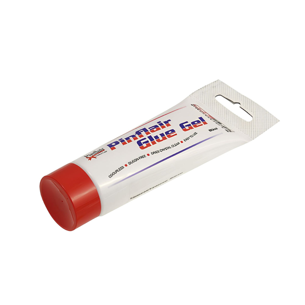 Pimflair Glue Gel tube with red cap on a white background.