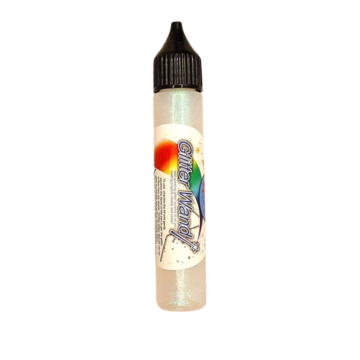 Pinflair Glitter Wand with colourful cap on a white background.