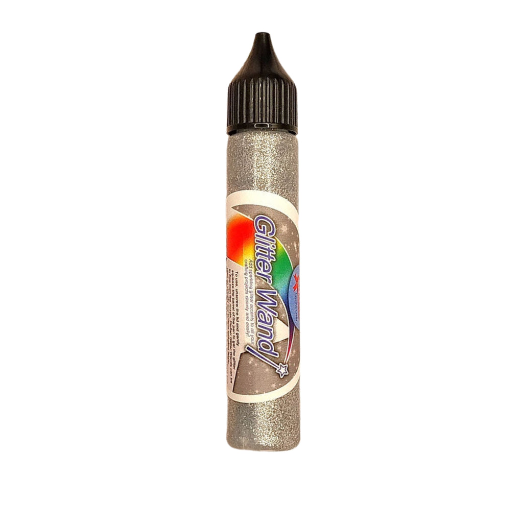 Pinflair Glitter Wand with colourful cap on a white background.