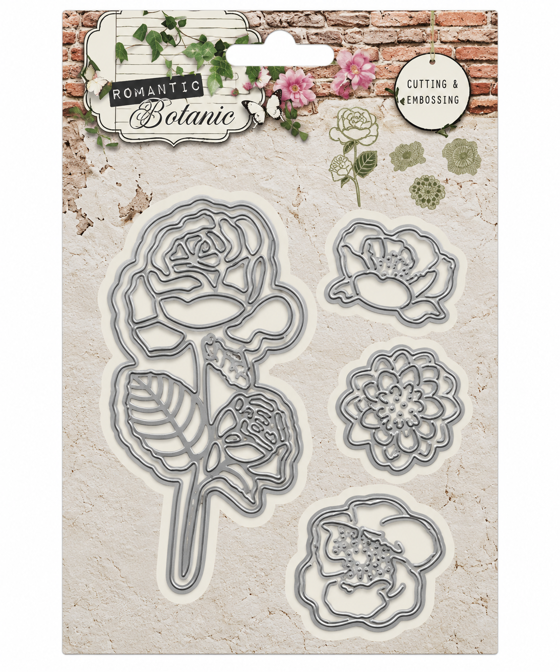 Romantic Botanic Rose & Flowers Cutting & Embossing Die Set