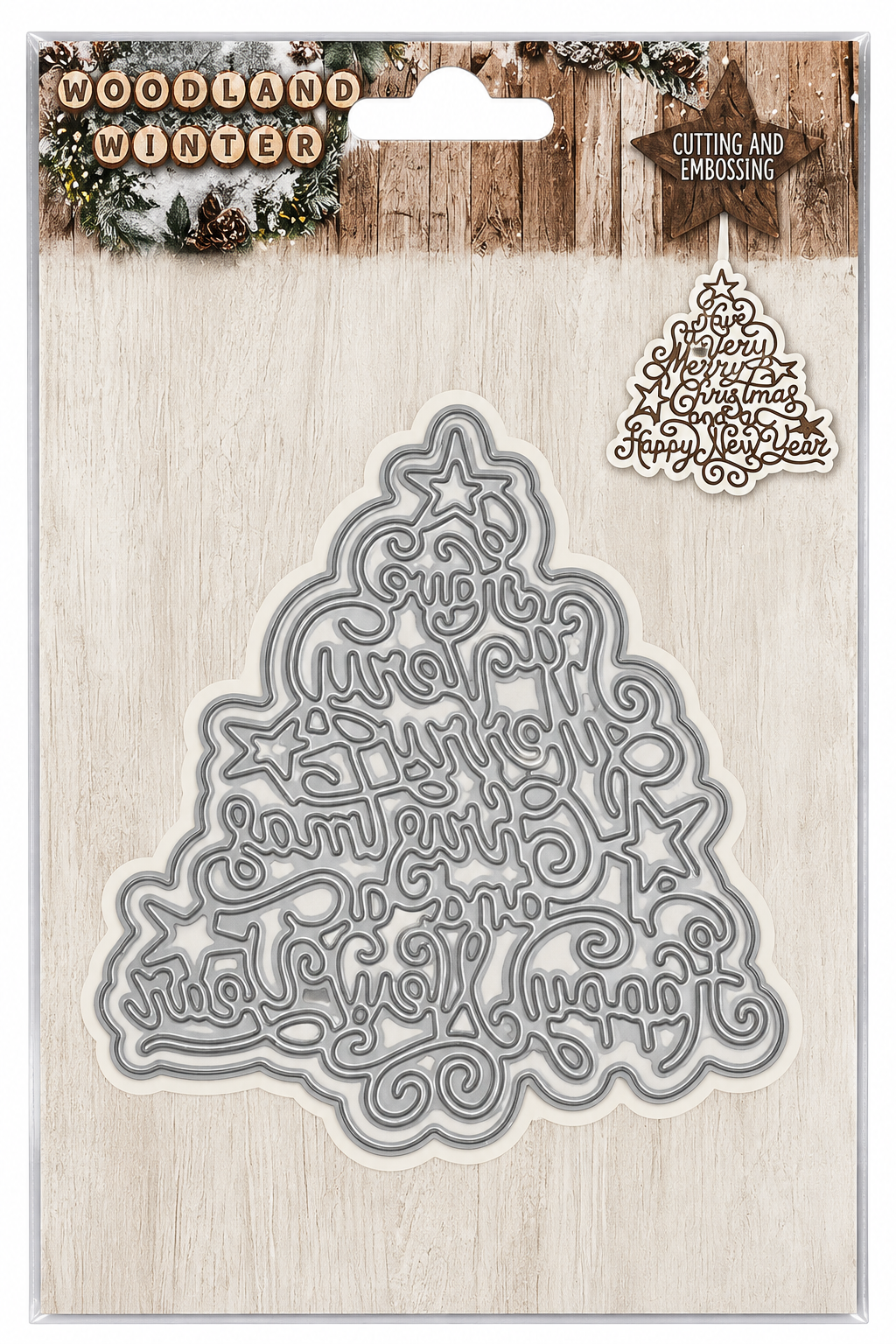 Woodland Winter Christmas Tree Sentiment Cutting Die