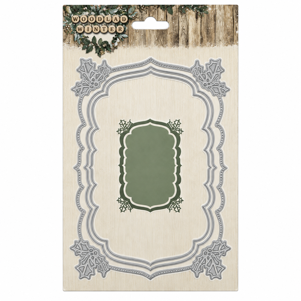 Woodland Winter Holly Frame Cutting & Embossing Die Set